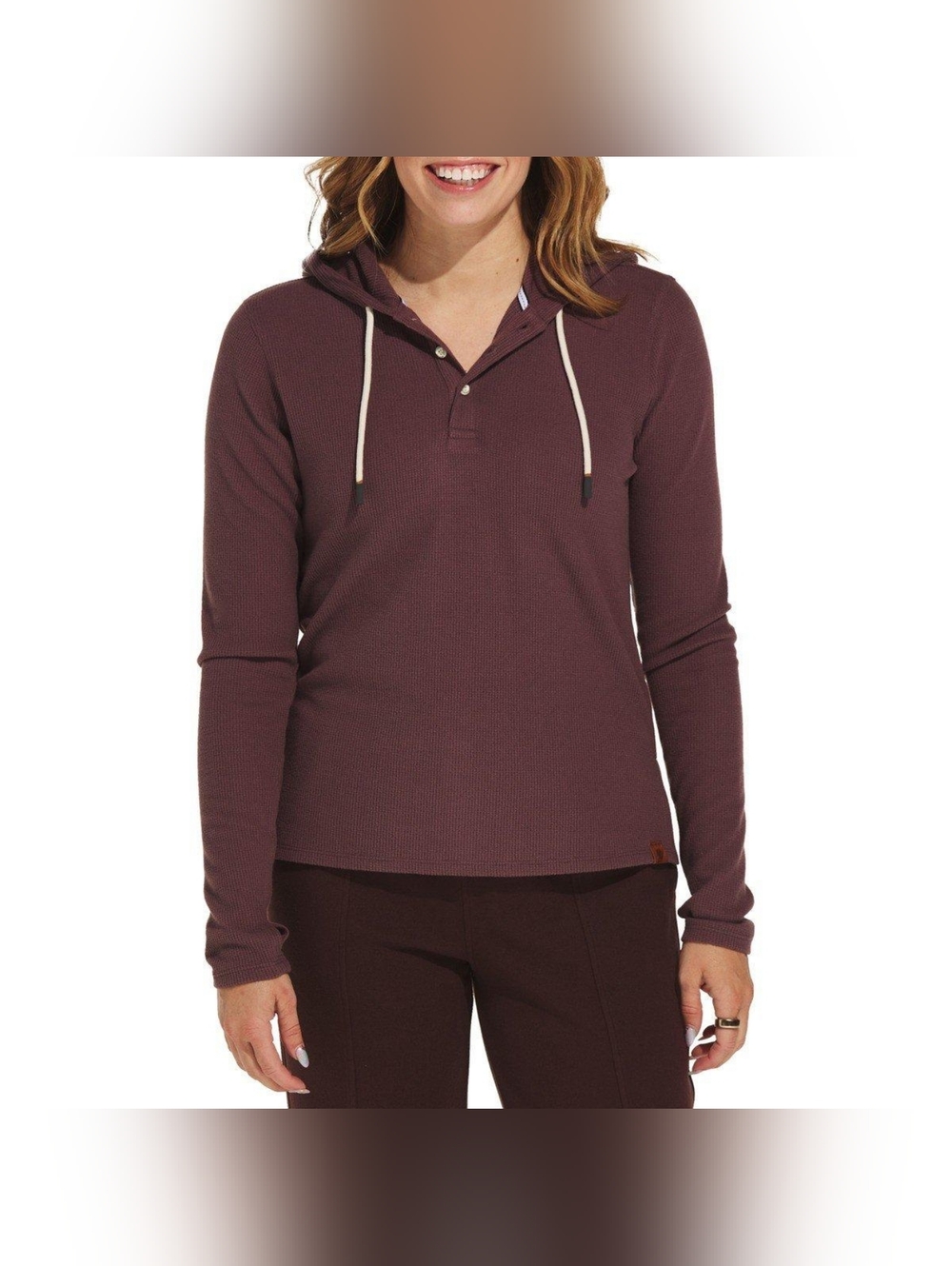 Women's Fundamental Coast PCH Long Sleeve Hooded Henley-Size Large